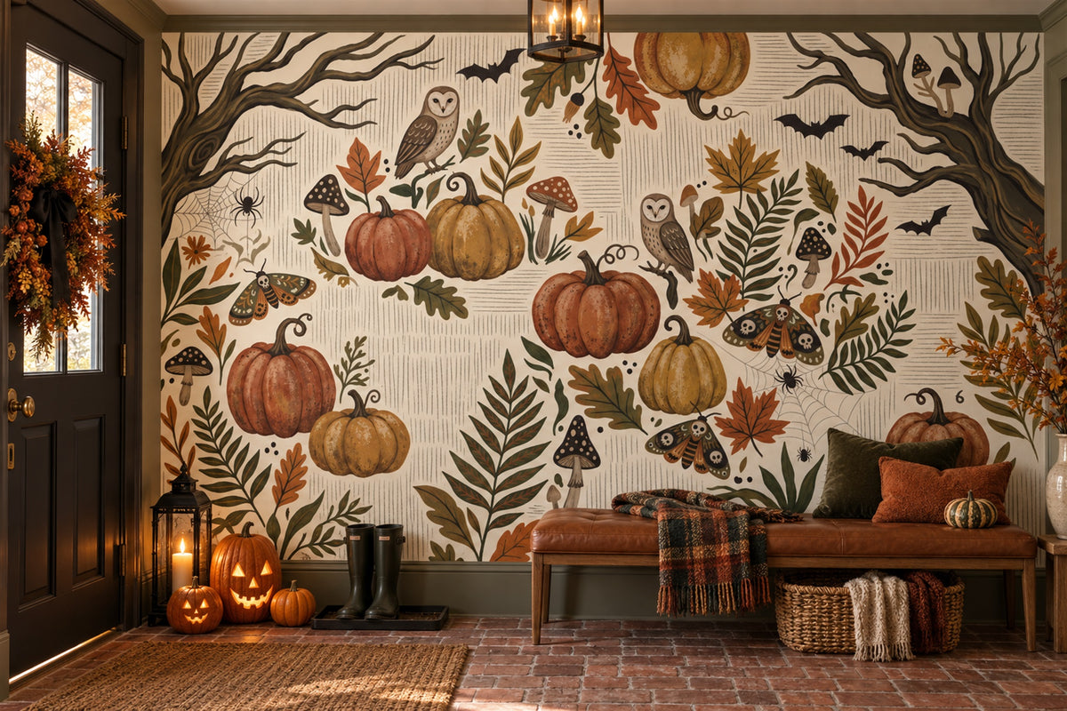 entry cream pumpkins custom non woven vinyl peel and stick removable wallpaper mural