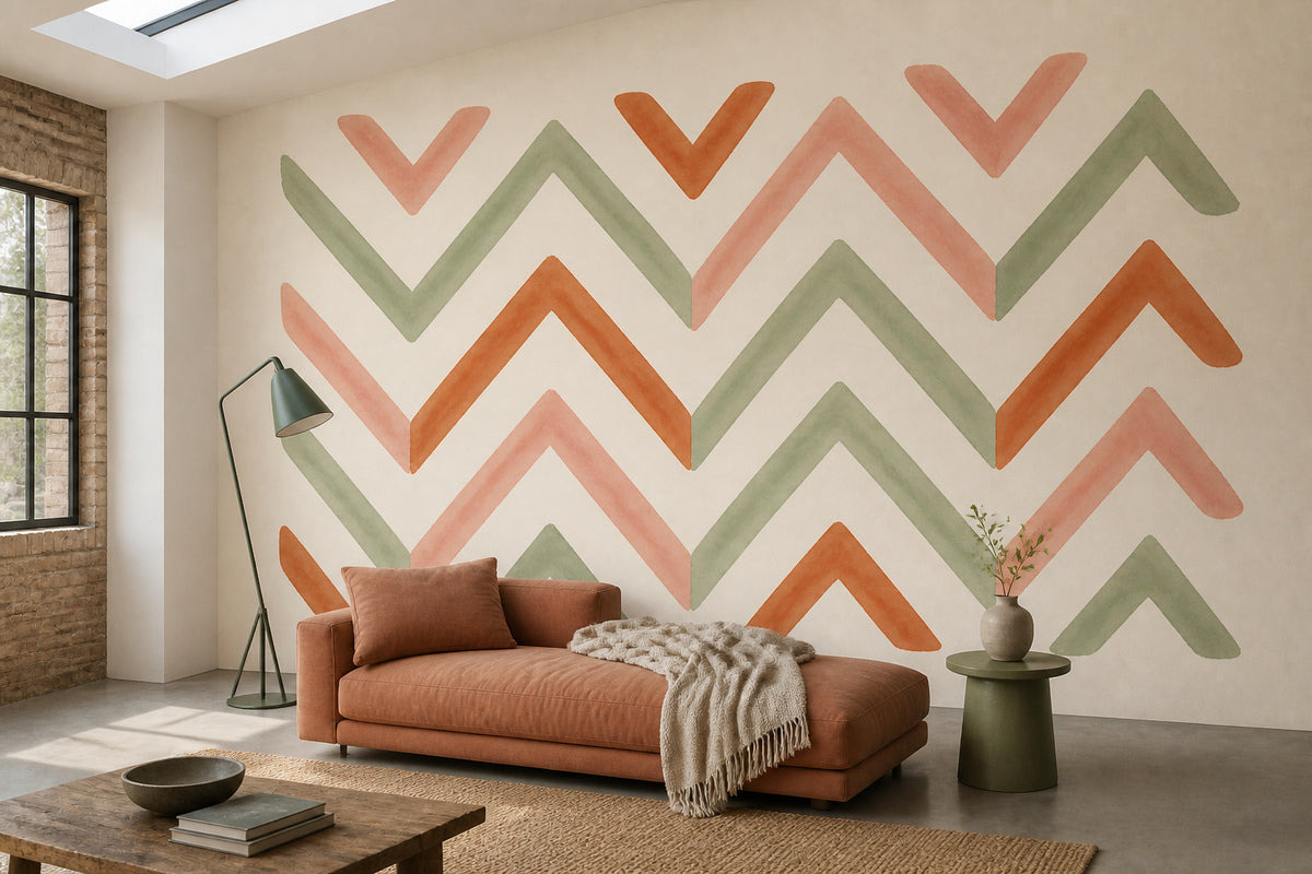 Sage Chevron Wallpaper Mural product view