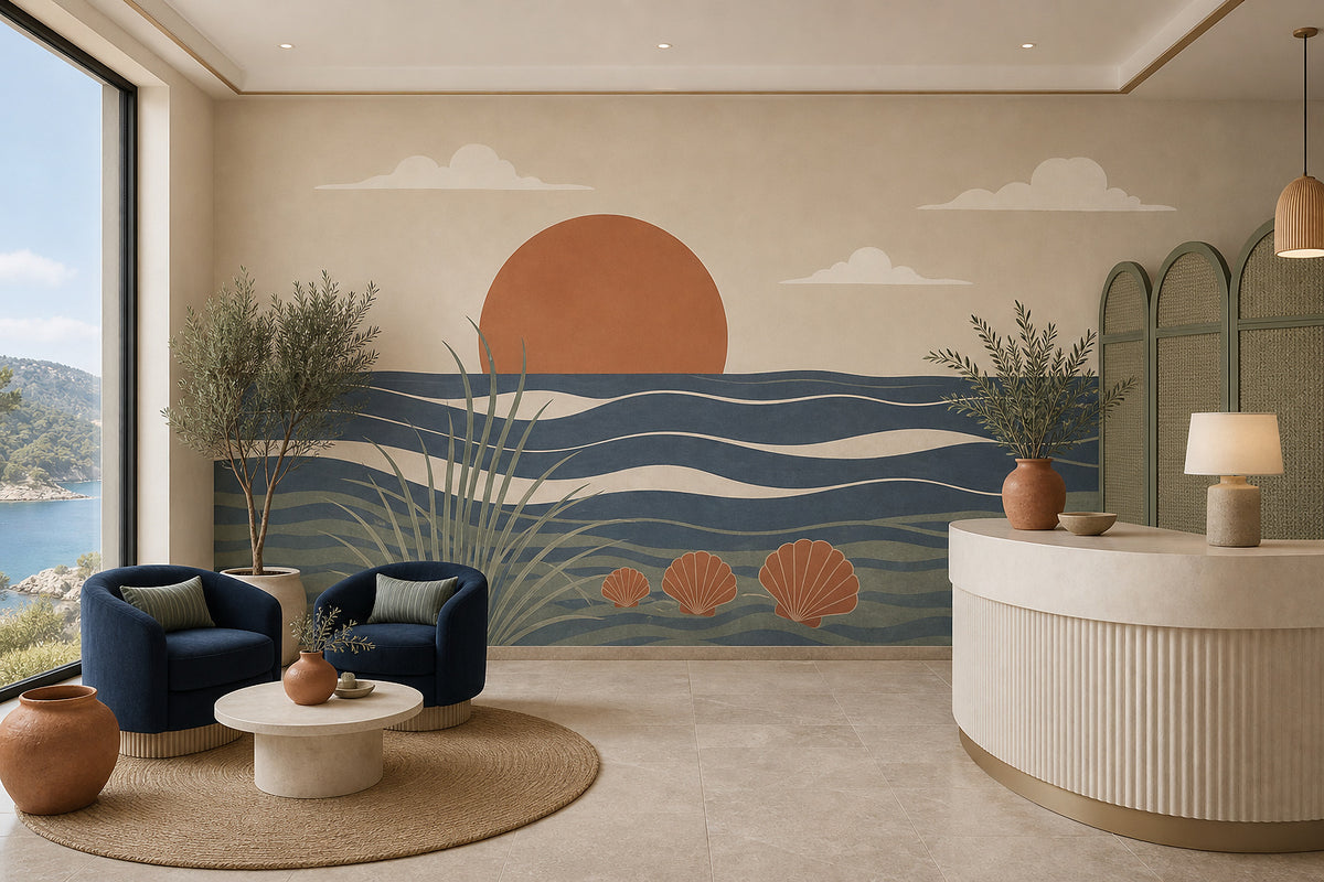 Cream Ocean Wallpaper Mural product view