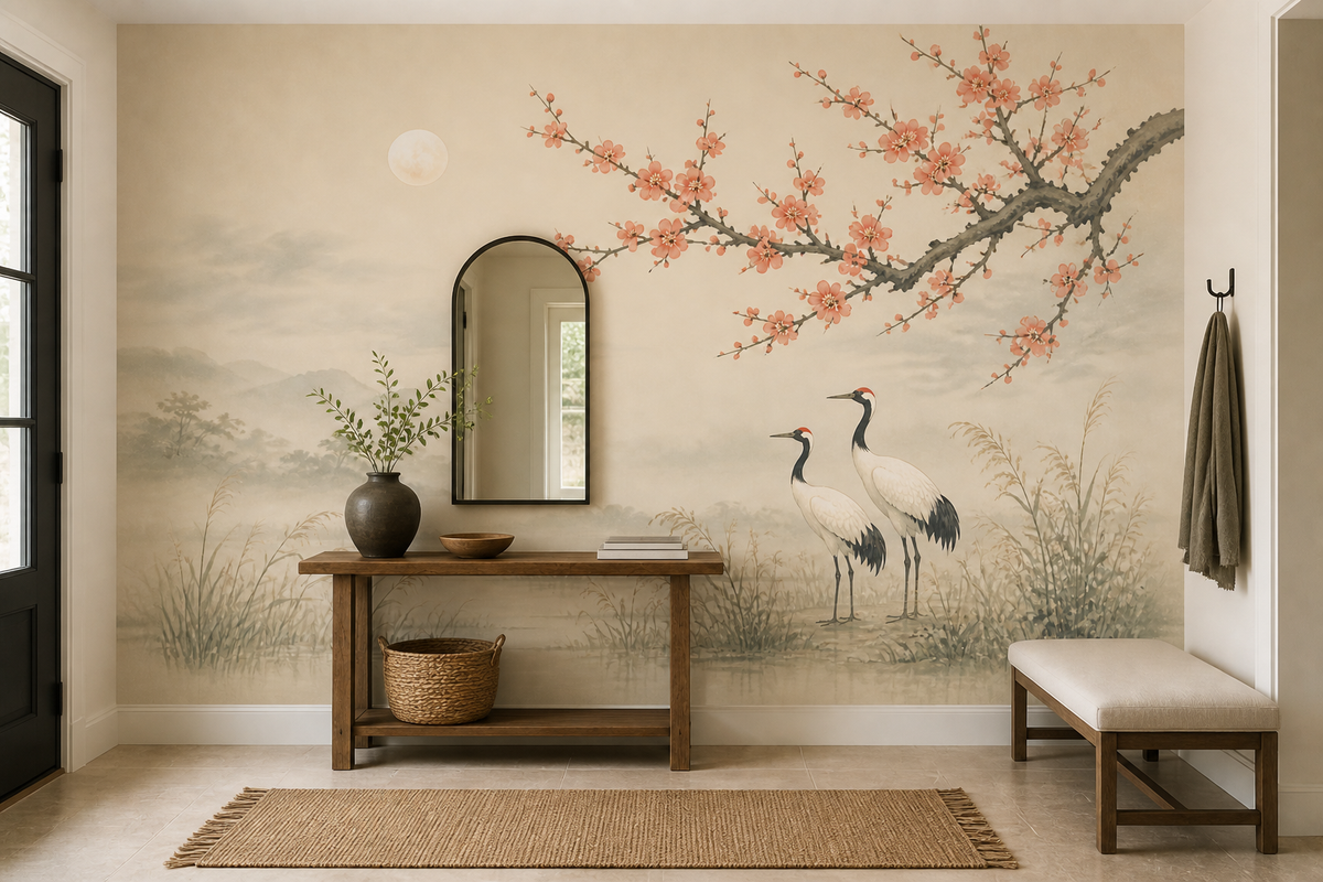 Plum Crane Wallpaper Mural product view