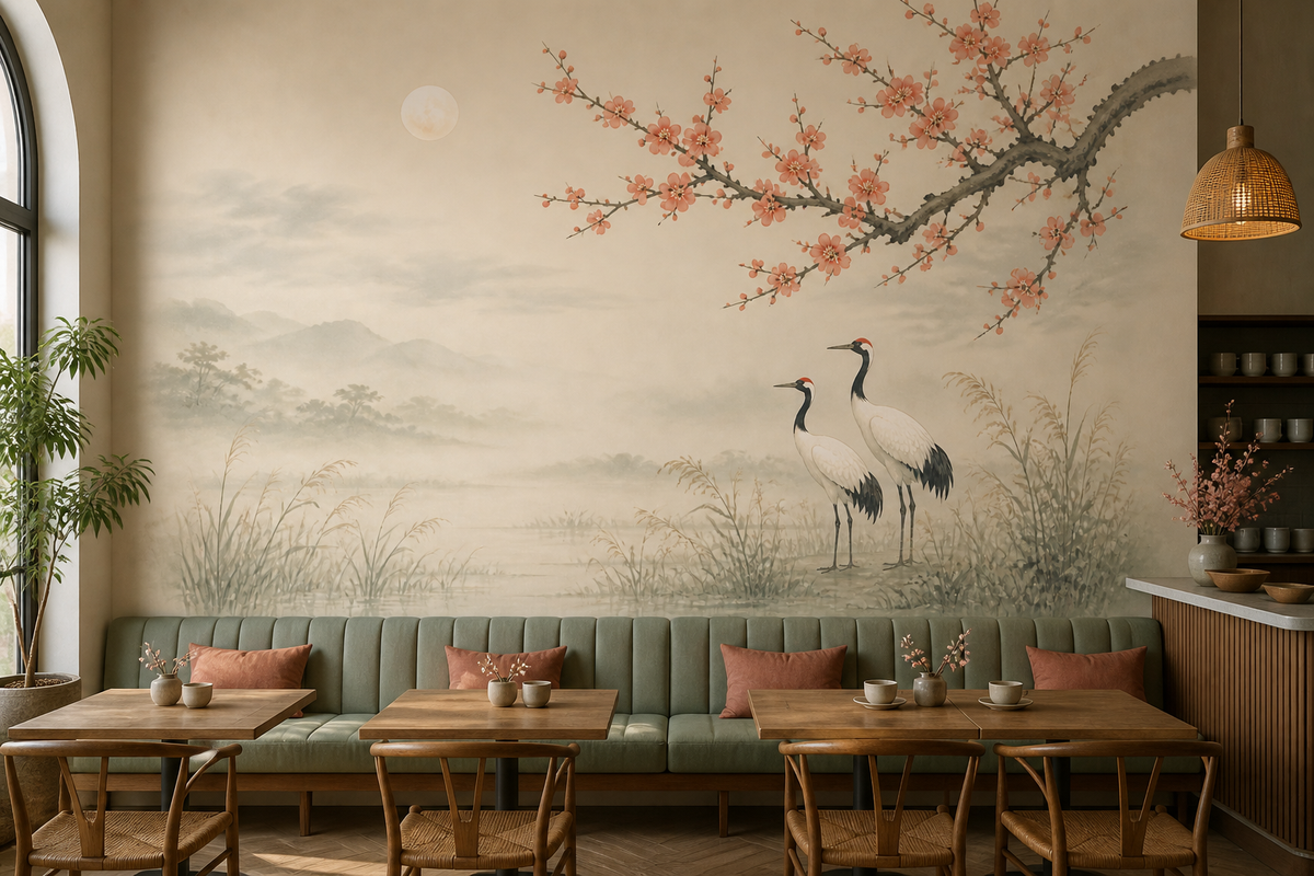 Plum Crane Wallpaper Mural product view