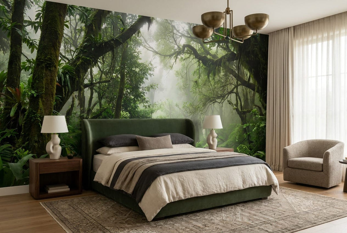Emerald Mist Ancient Green Jungle Wallpaper Mural in forest