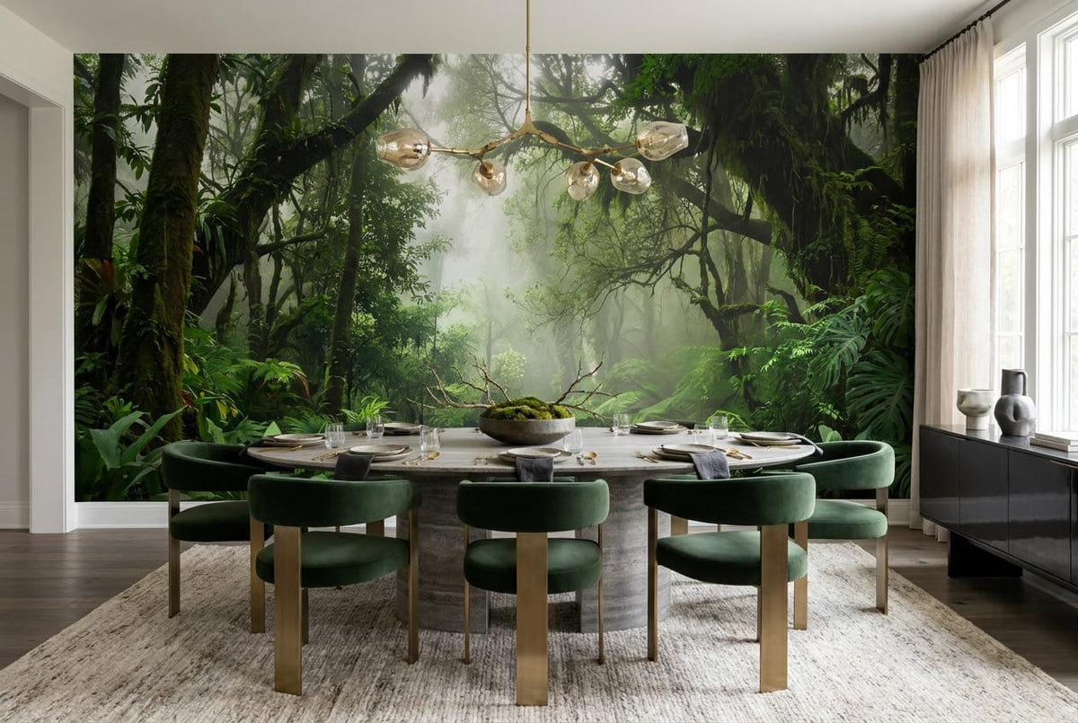 Emerald Mist Ancient Green Jungle Wallpaper Mural in forest