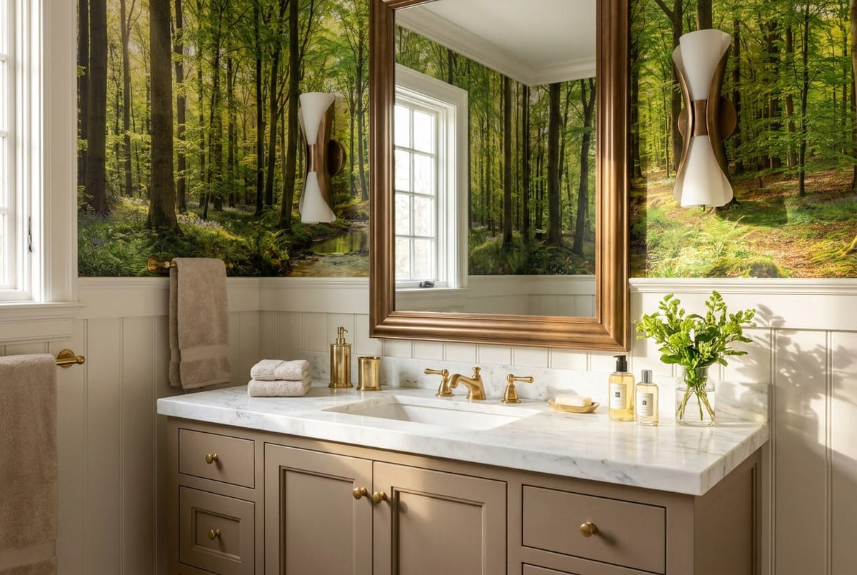 Fresh Green Photographic English Forest Green Wallpaper Mural scene image
