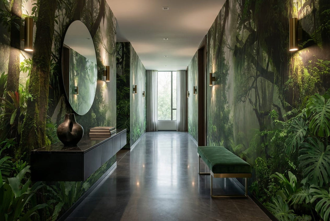 Emerald Mist Ancient Green Jungle Wallpaper Mural in forest