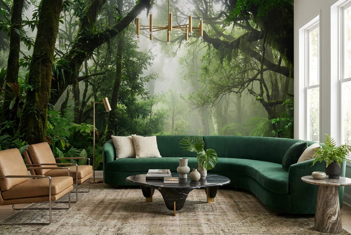 Emerald Mist Ancient Green Jungle Wallpaper Mural in forest