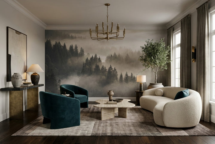 Self Adhesive Dark Forest Fine Art Custom Wallpaper Mural For Bedroom