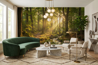 Sunbeam Green Forest Wallpaper Mural