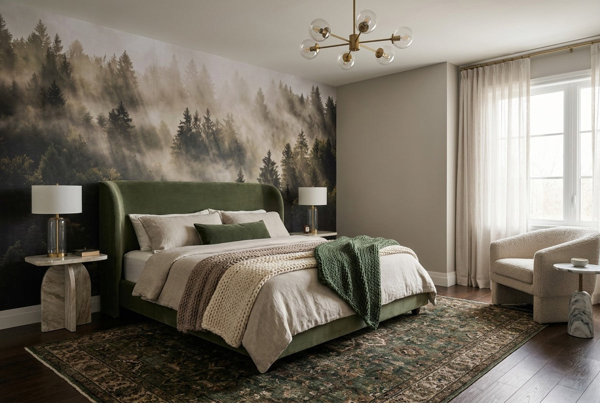 forest sunset wallpaper mural slate bedroom custom stick on removable non woven vinyl