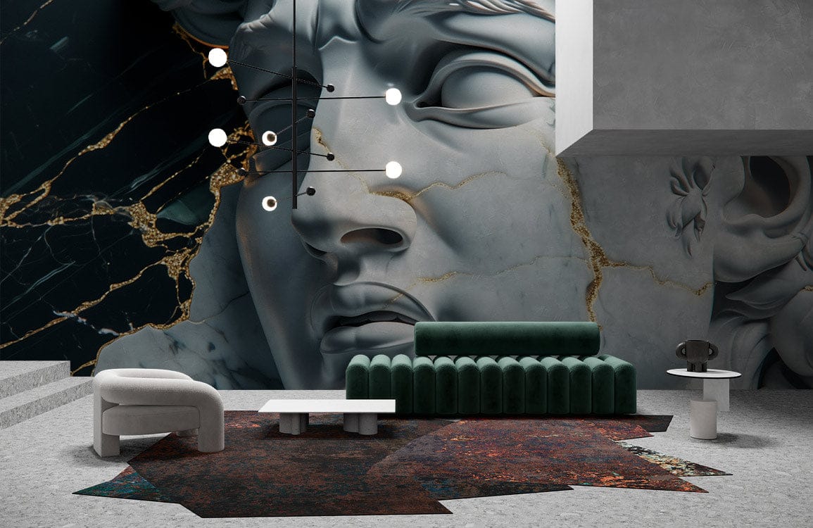 Gilded Marble Sculpture Mural Wallpaper