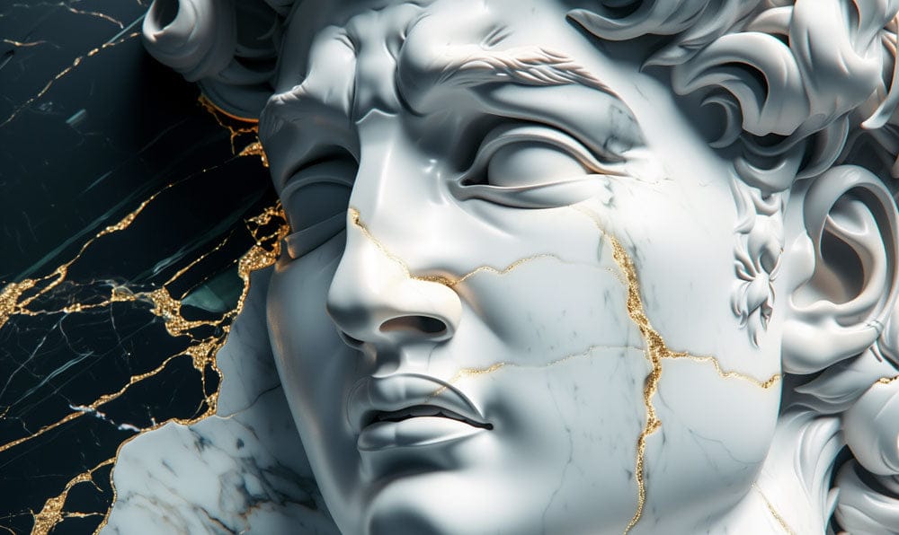 Gilded Marble Sculpture Mural Wallpaper