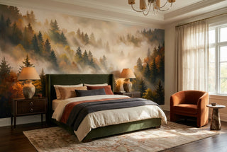 Ochre Autumn Conifer Forest Wallpaper Mural