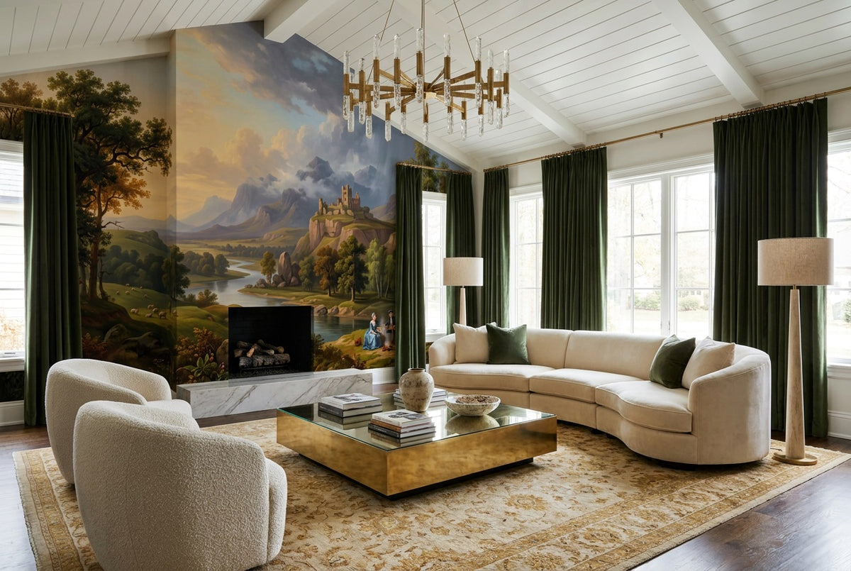 gold castle living room custom self adhesive non woven vinyl removable wallpaper mural