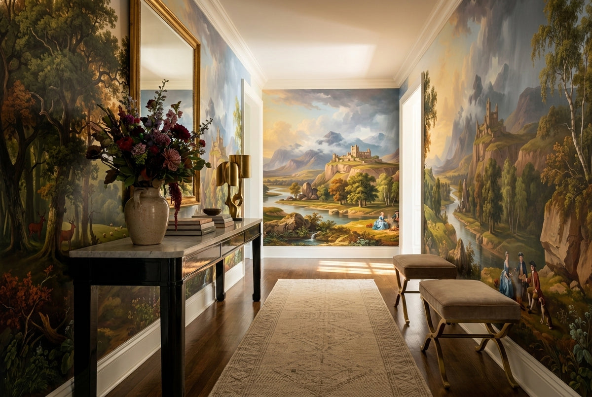 gold castle wallpaper mural custom self adhesive hallway removable non woven vinyl