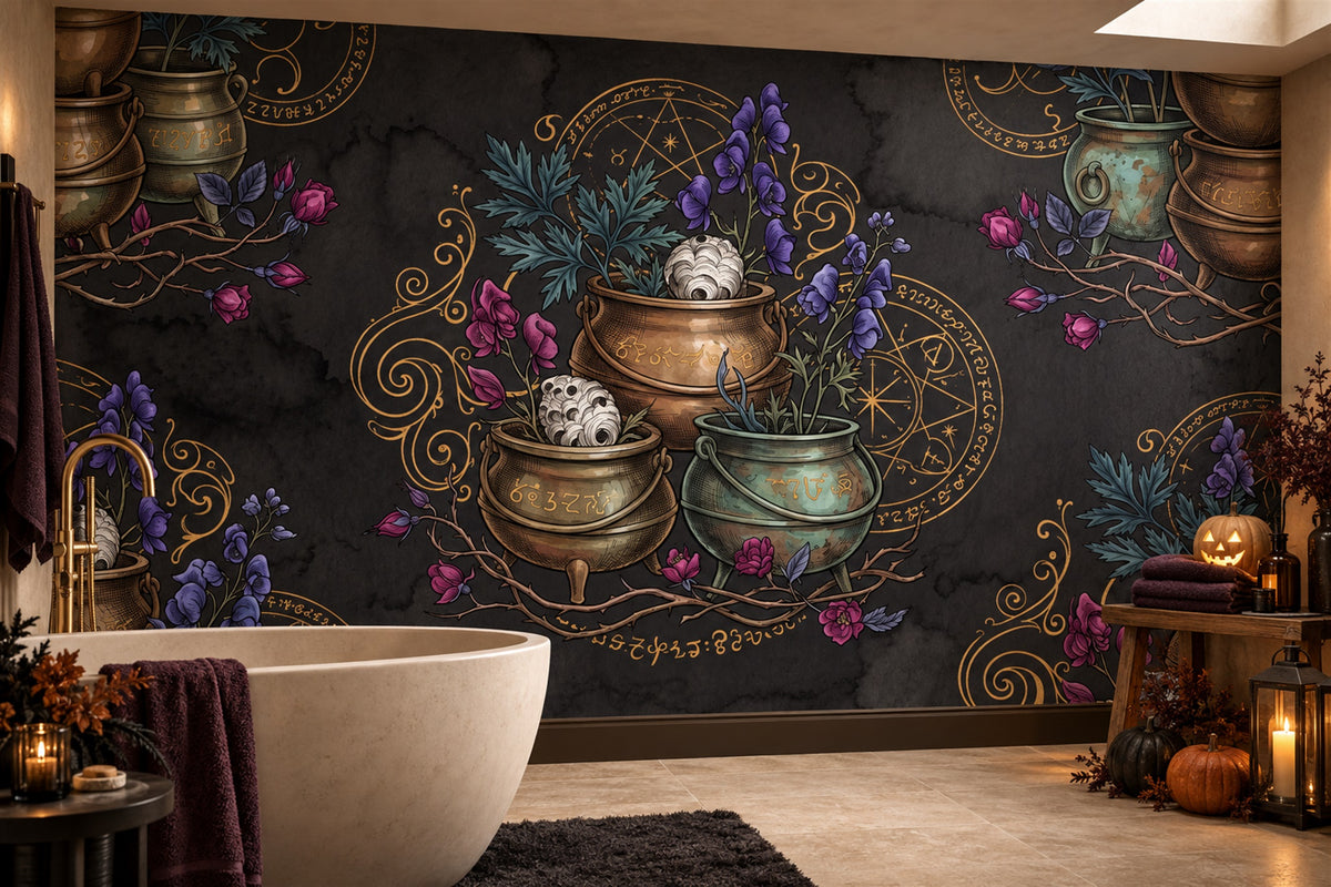 gold cauldrons bath custom peel and stick removable non woven vinyl wallpaper mural