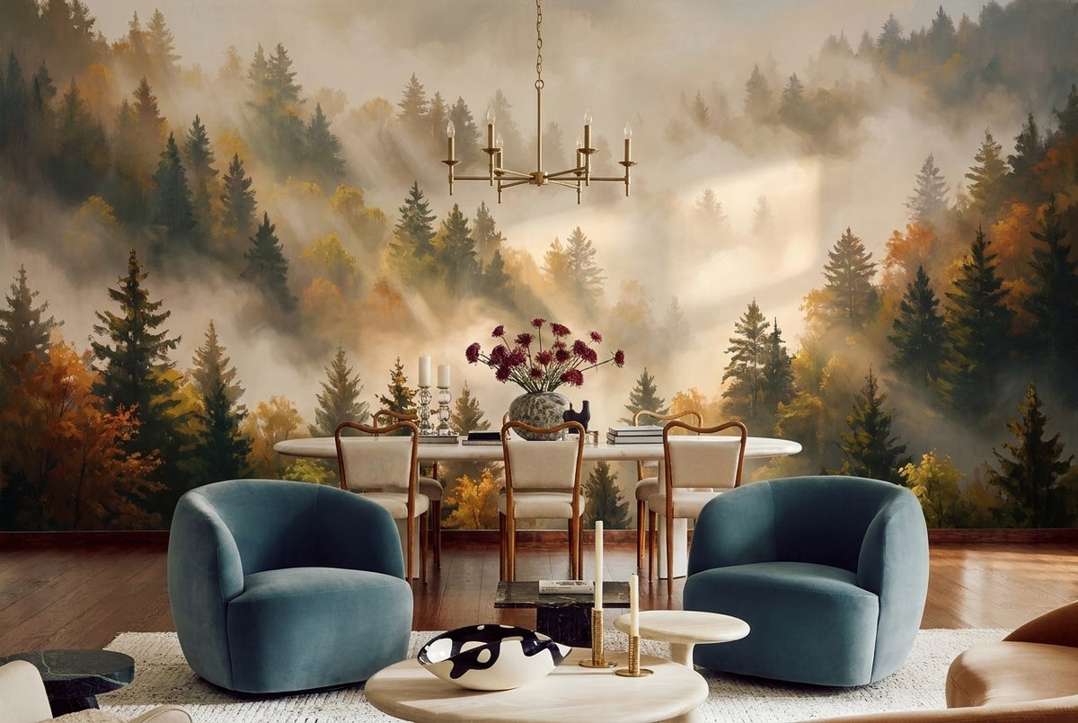 gold dining forest sunset wallpaper mural custom stick on non woven vinyl removable
