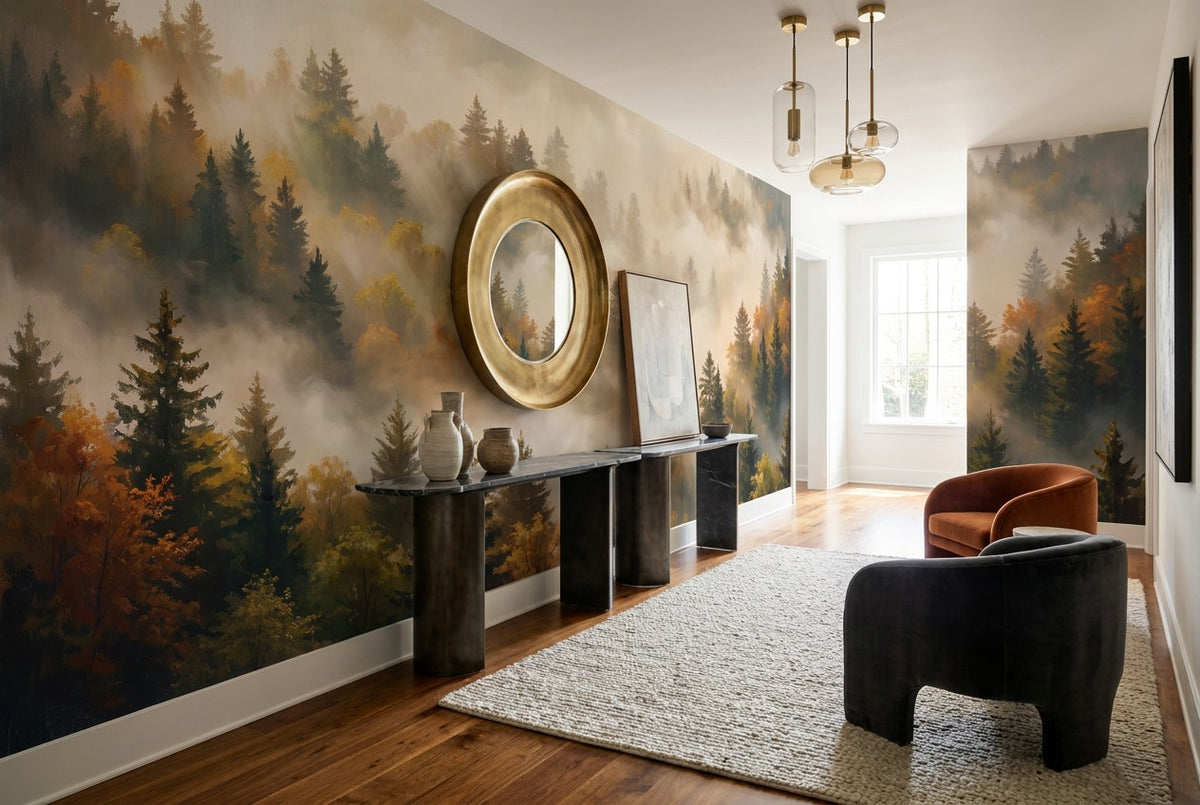 gold hall forest sunset wallpaper mural custom self adhesive non woven vinyl removable