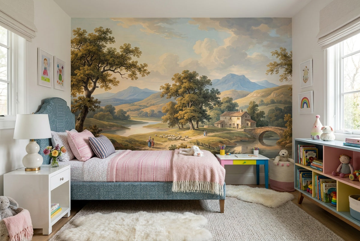 gold landscape wallpaper mural custom self adhesive kids removable non woven vinyl