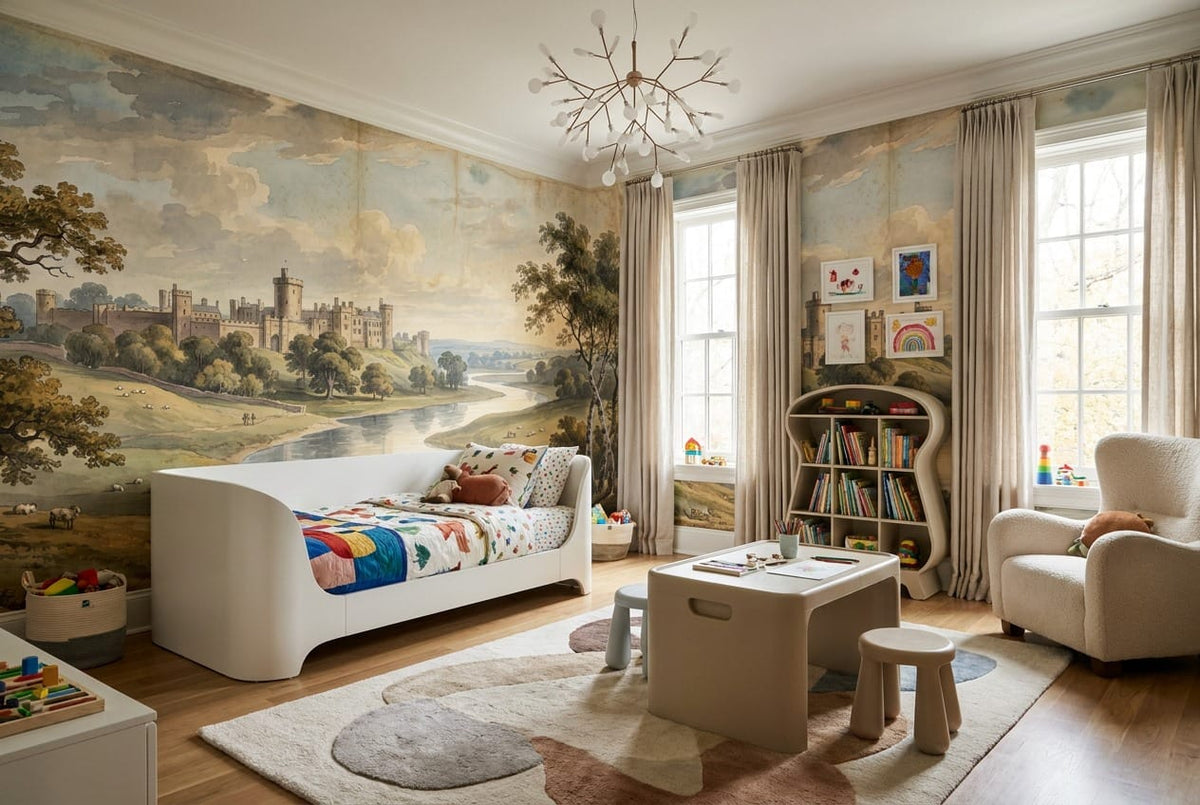 Ochre Gold Old World Manor Vintage Jungle Wallpaper Mural in gold