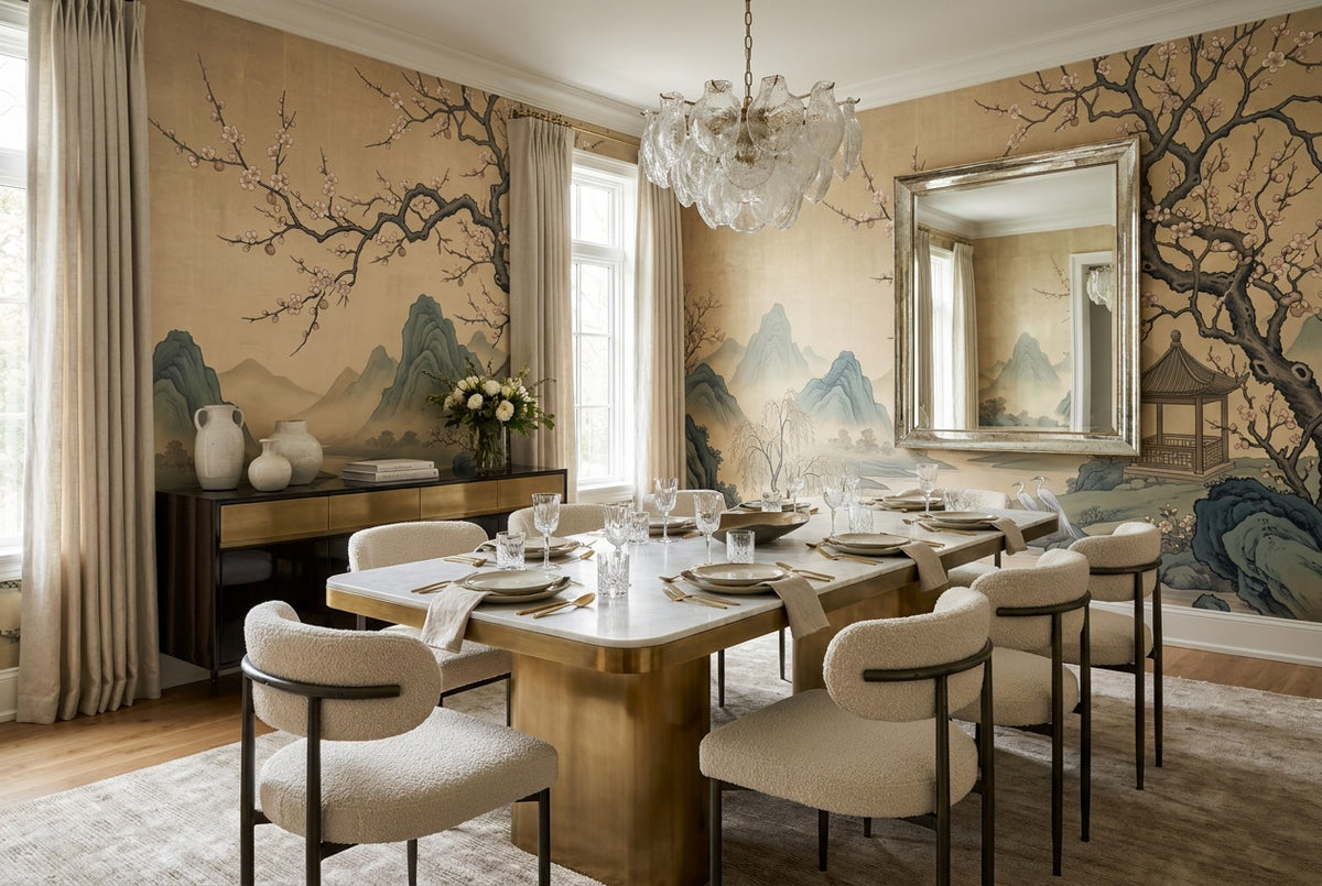 gold mountains dining custom self adhesive non woven vinyl removable wallpaper mural
