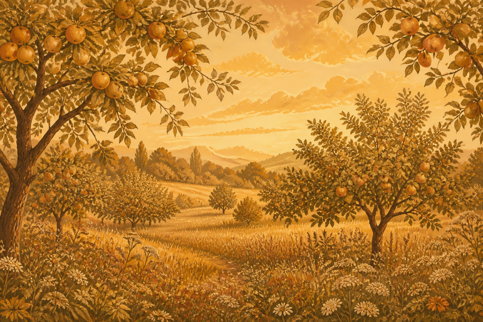 Golden Apple Wallpaper Mural