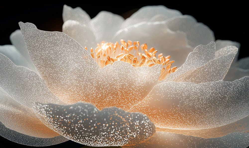 Golden Sparkle Petals Mural Wallpaper