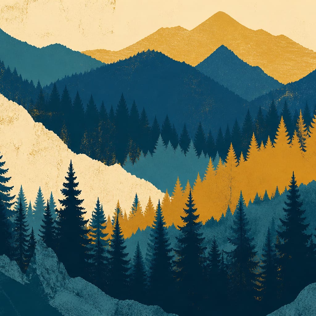 Golden Teal Pine Wallpaper Mural product view