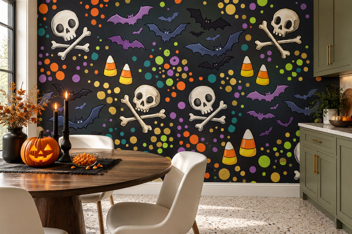 gothic black skulls wallpaper mural dining custom removable non woven vinyl stick on