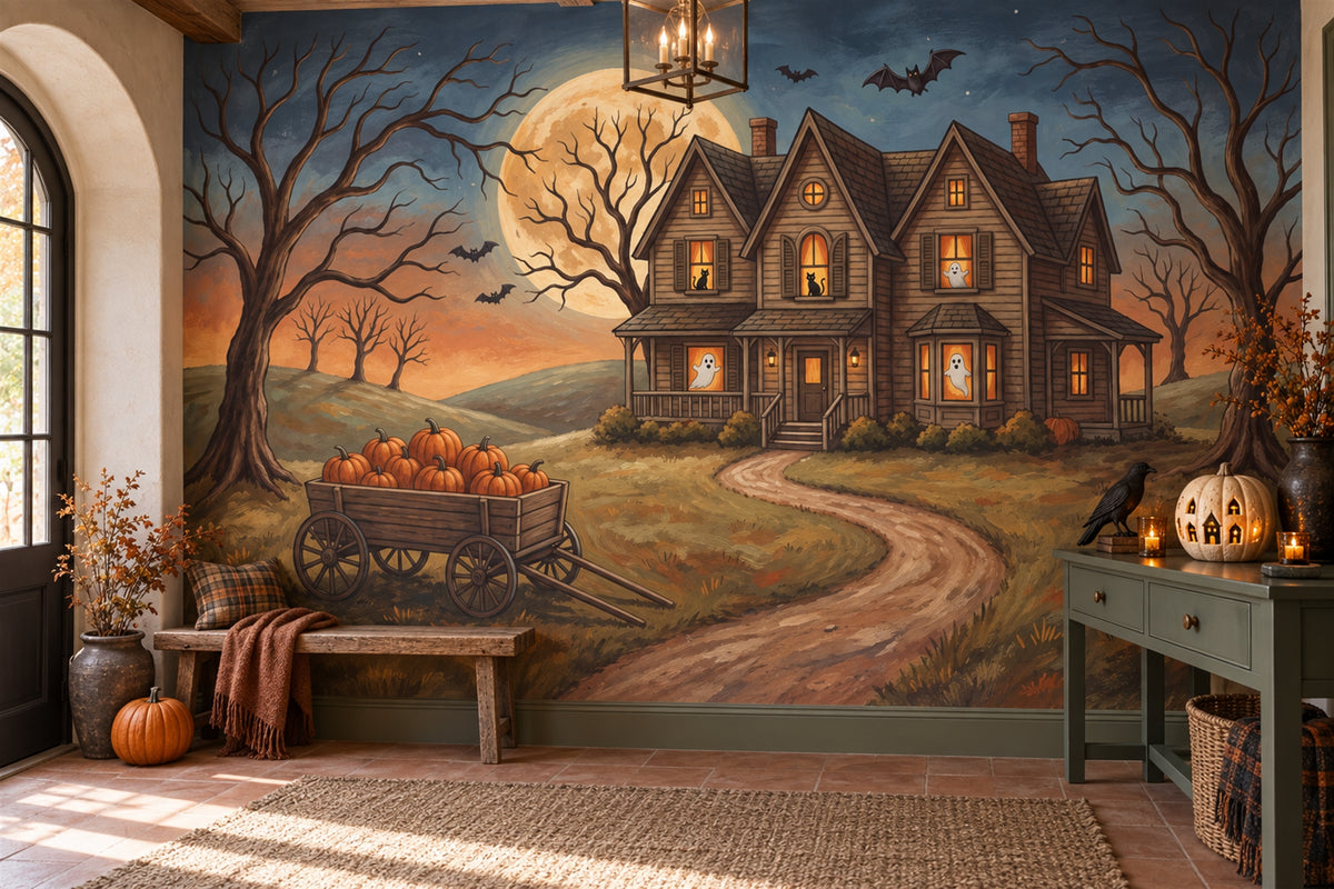 gothic orange mansion wallpaper mural entry custom removable non woven vinyl stick on