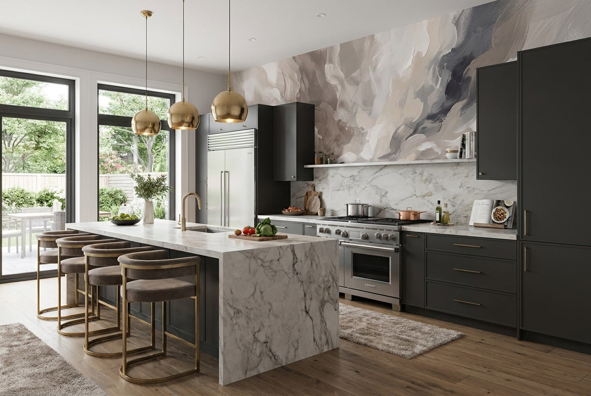 gray abstract kitchen custom peel and stick non woven vinyl removable wallpaper mural