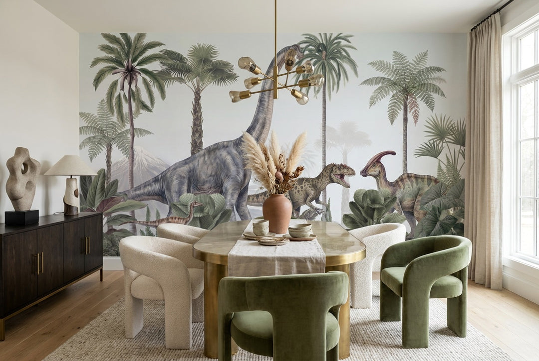 gray dinosaur dining custom peel and stick non woven vinyl removable wallpaper mural