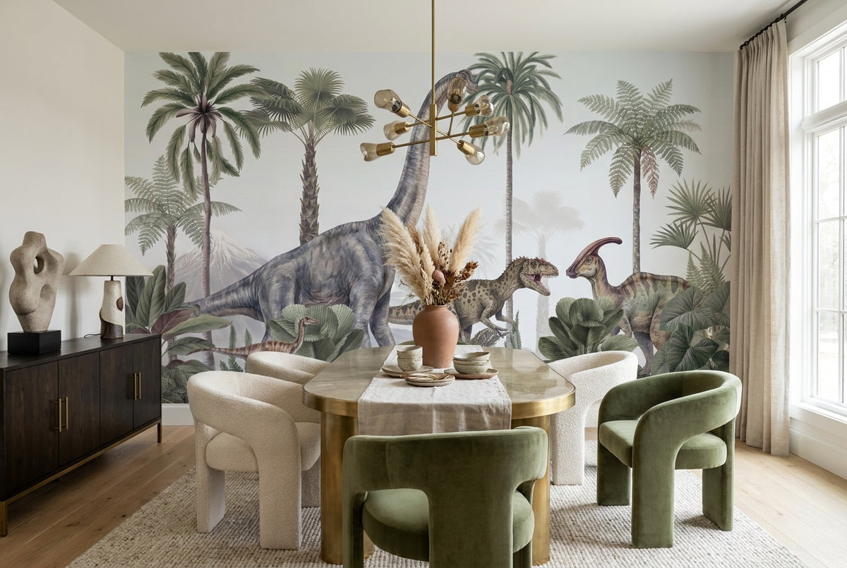 gray dinosaur dining custom peel and stick non woven vinyl removable wallpaper mural