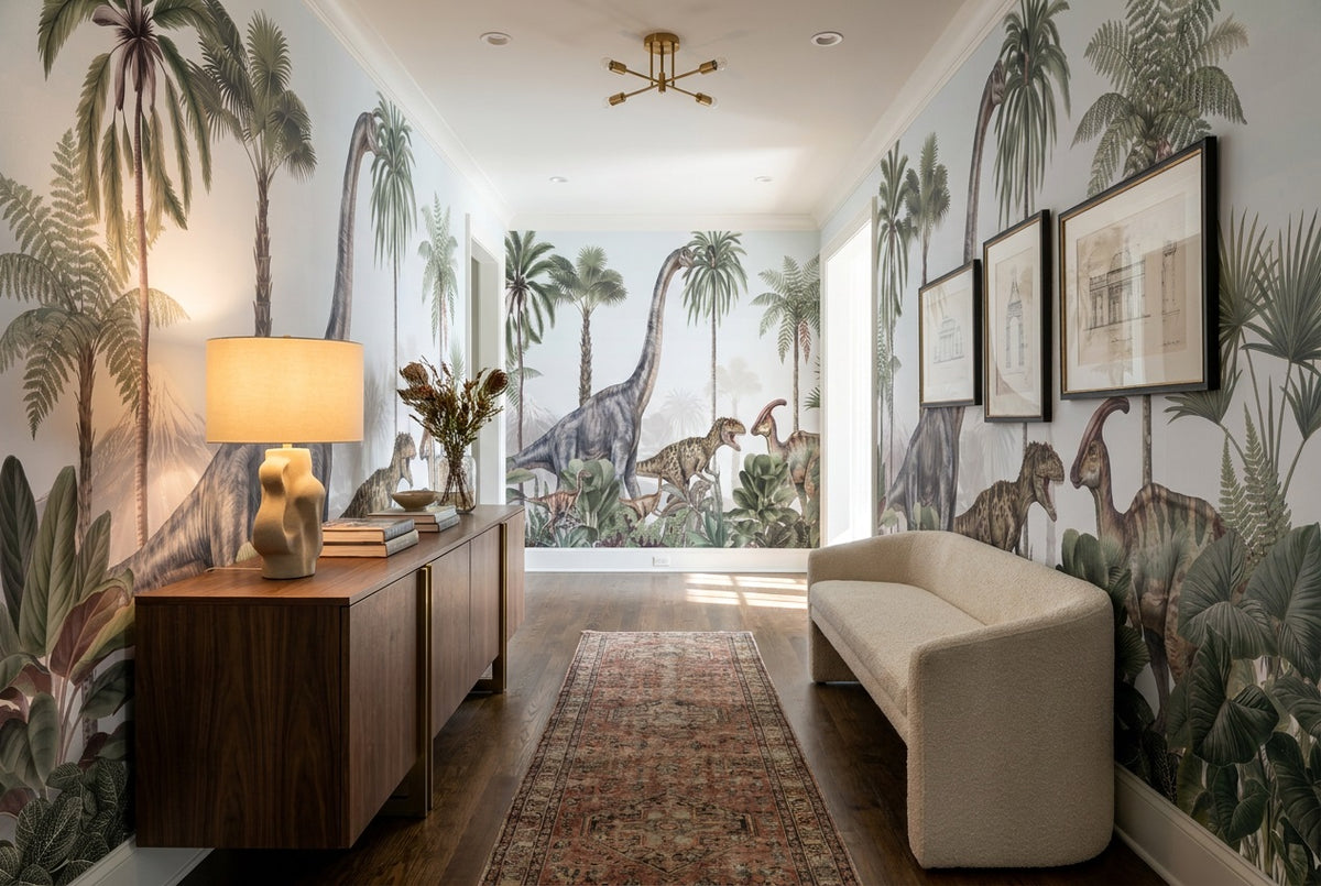 gray dinosaur wallpaper mural custom peel and stick hallway removable non woven vinyl