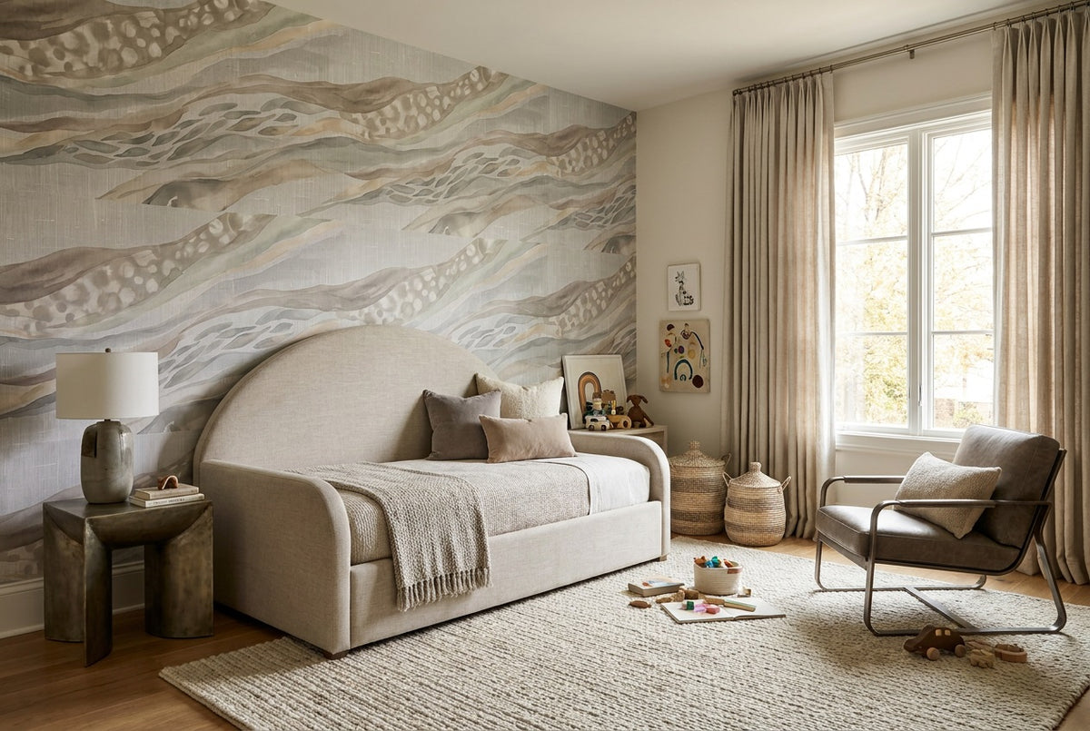 gray linen stripes kids room custom stick on non woven vinyl removable wallpaper mural