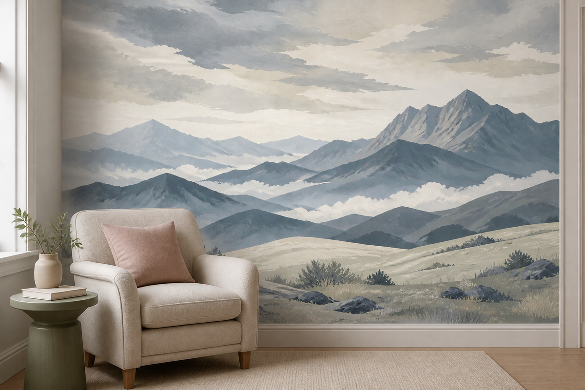 Gray Misty Wallpaper Mural product view