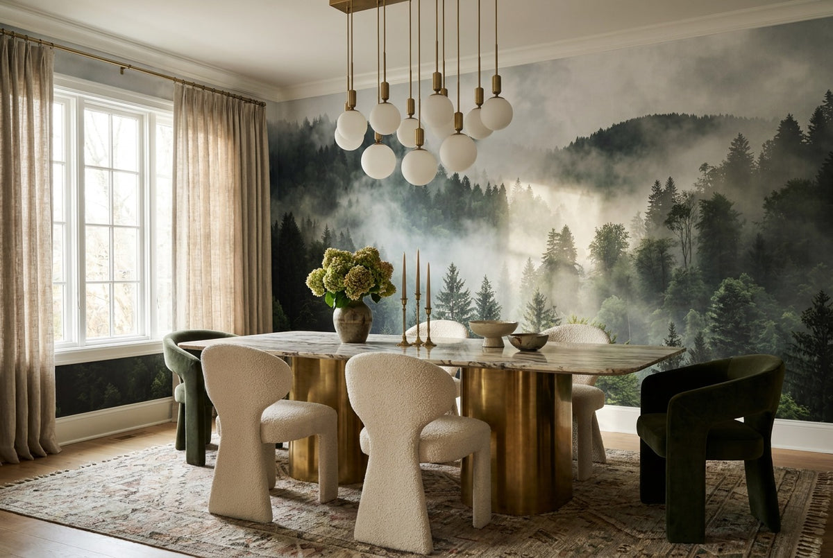 gray pines dining room custom peel and stick non woven vinyl removable wallpaper mural