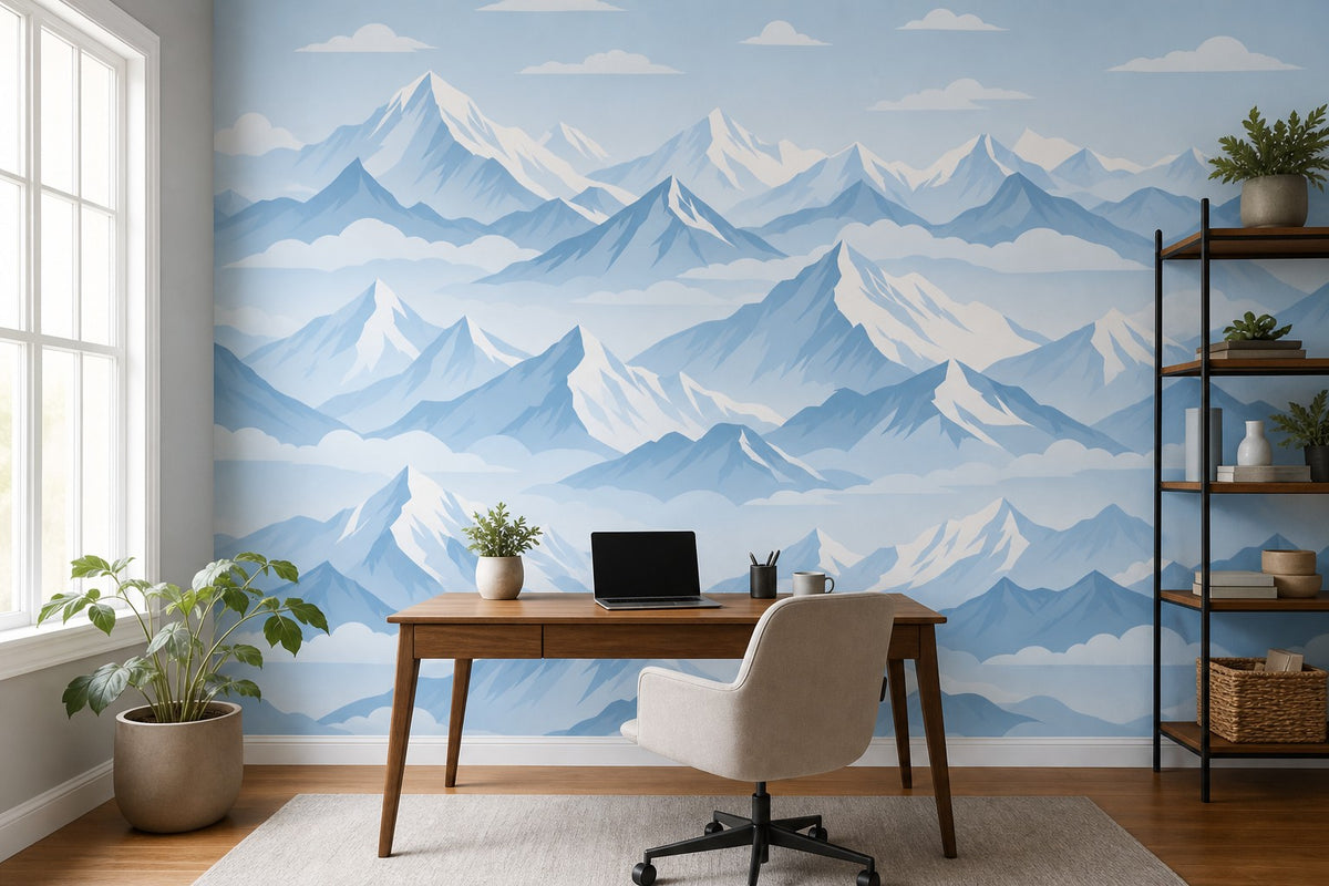 Gray Snowy Peak Wallpaper Mural product view