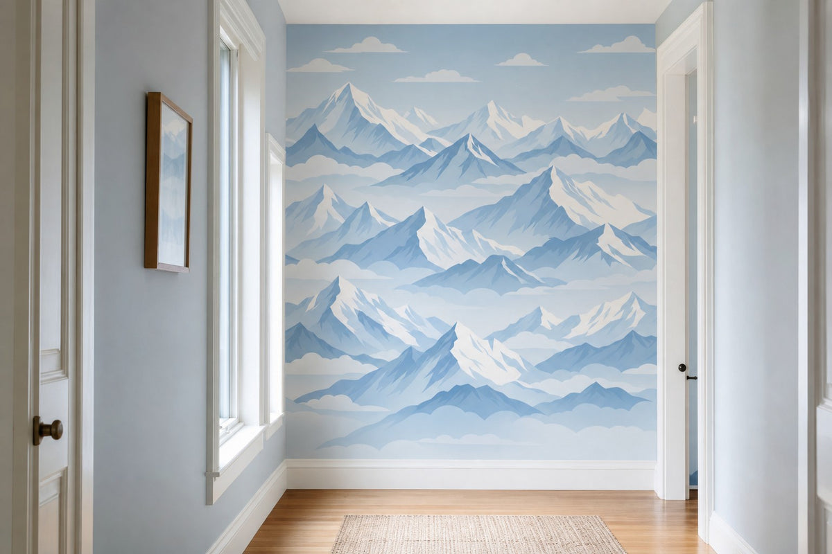 Gray Snowy Peak Wallpaper Mural product view