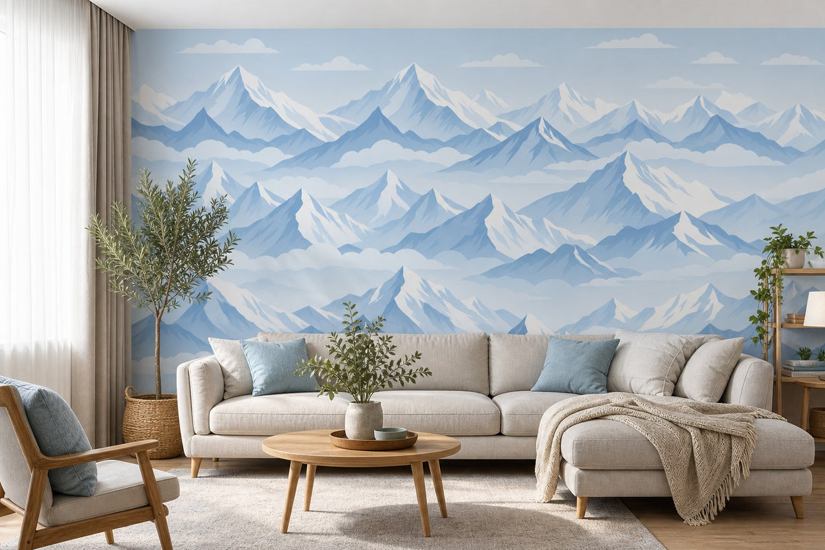 Gray Snowy Peak Wallpaper Mural product view