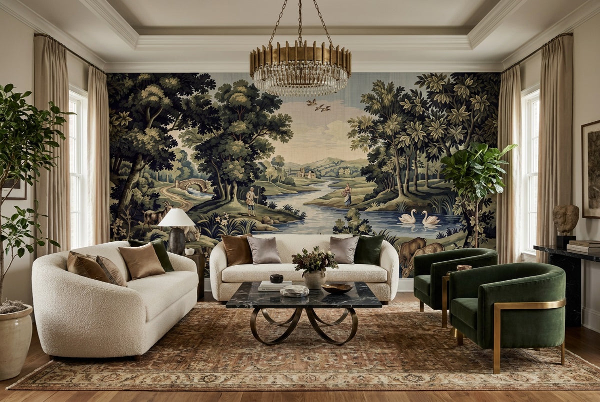 green animals wallpaper mural custom peel and stick lounge removable non woven vinyl