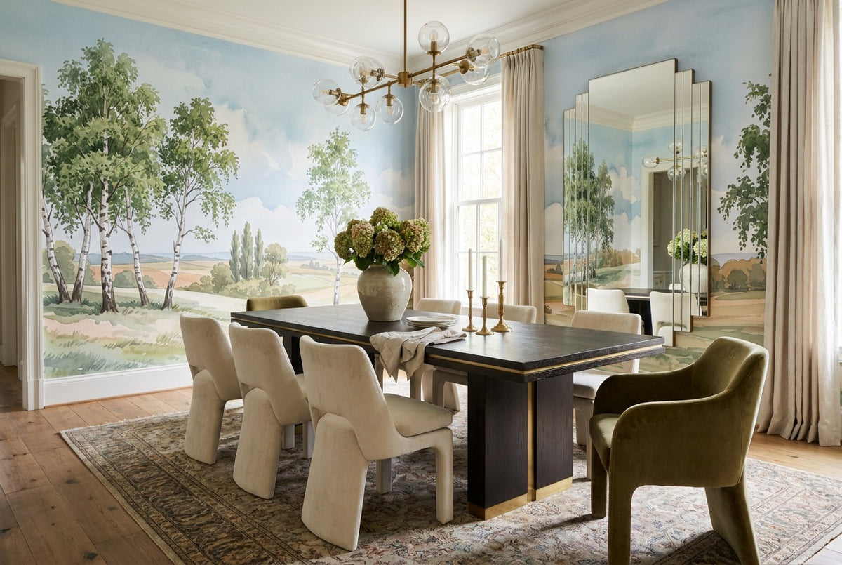 green birch wallpaper mural custom stick on dining room removable non woven vinyl