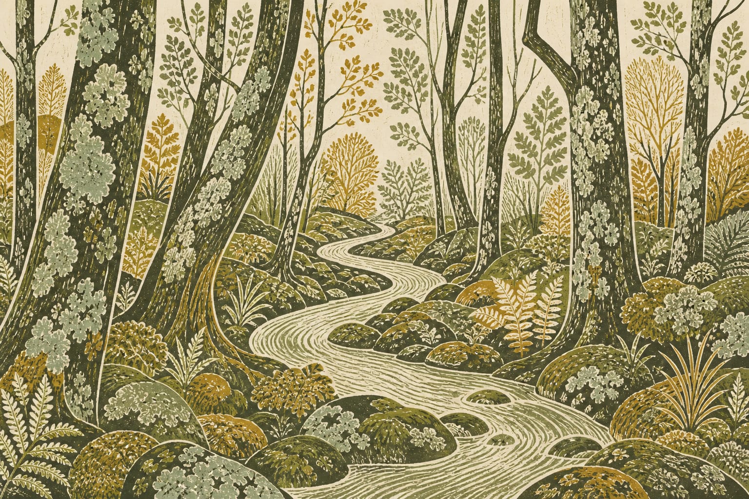 Green Blockprint Wallpaper Mural