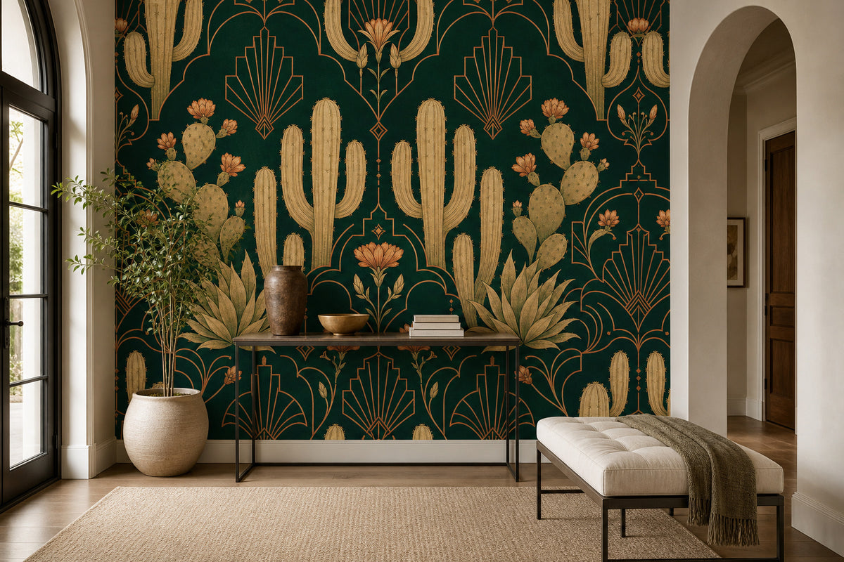 Green Cactus Wallpaper Mural product view