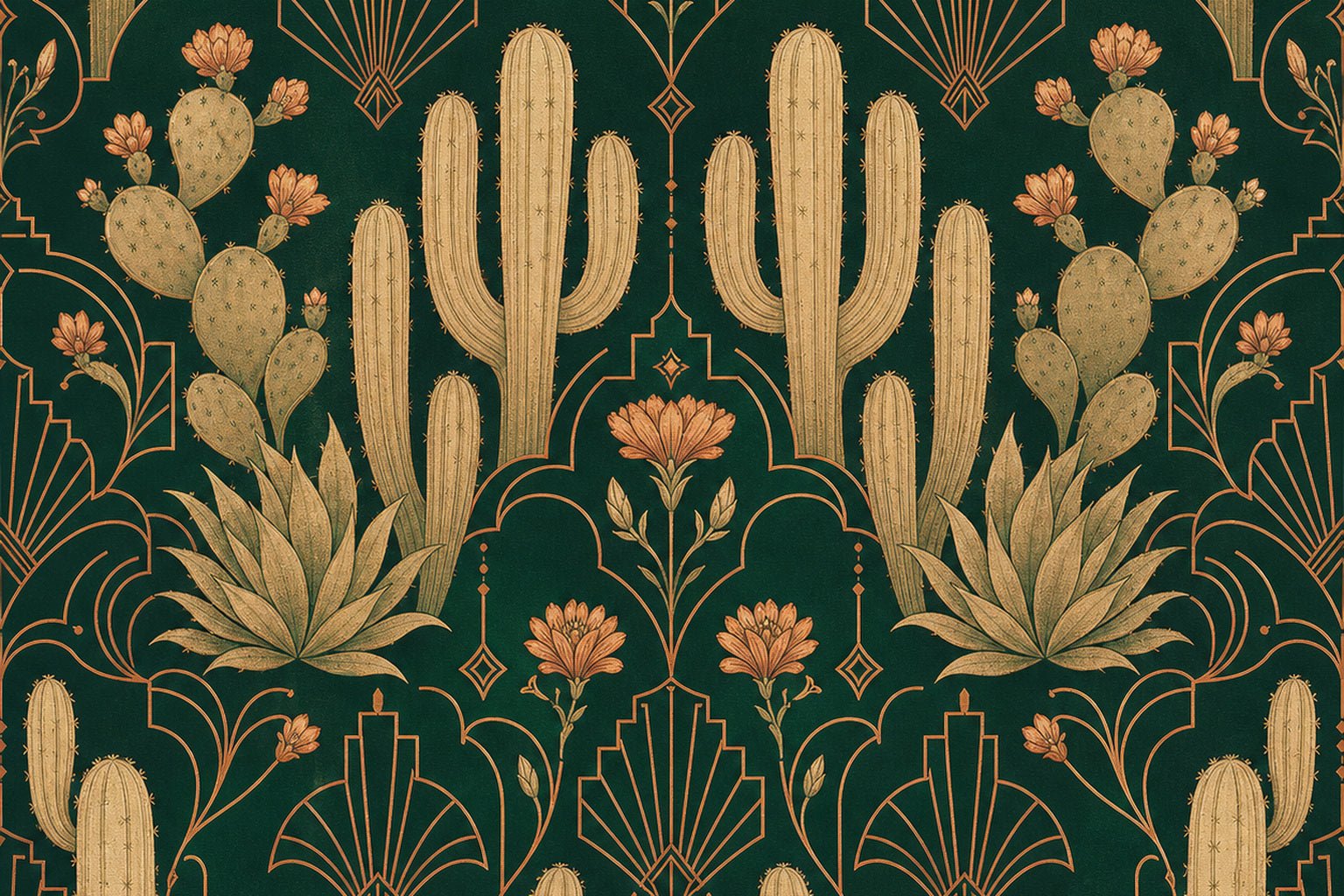 Green Cactus Wallpaper Mural