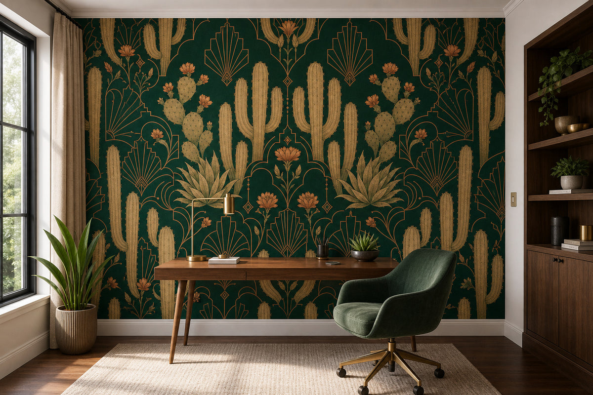 Green Cactus Wallpaper Mural product view