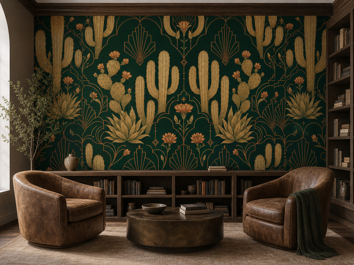 Green Cactus Wallpaper Mural product view
