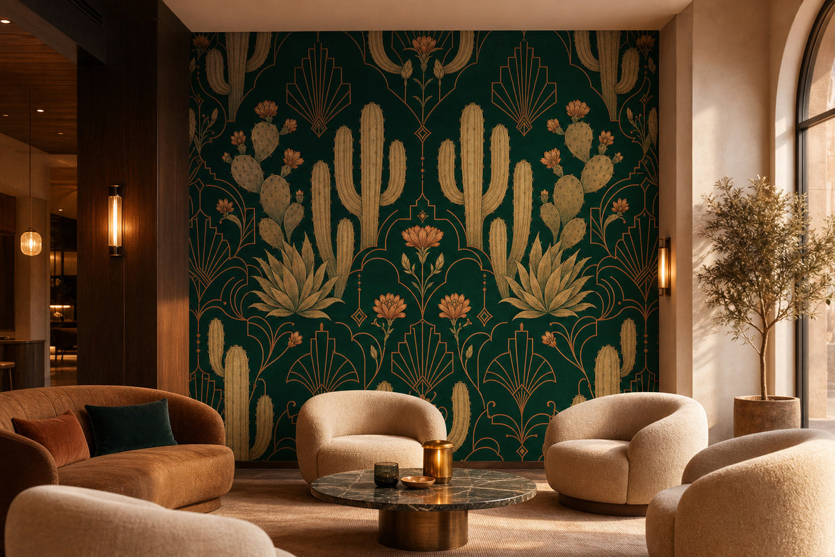 Green Cactus Wallpaper Mural product view