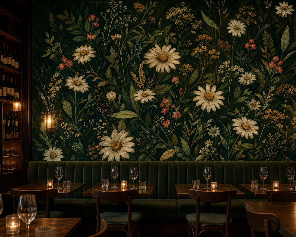 Green Daisy Wallpaper Mural product view