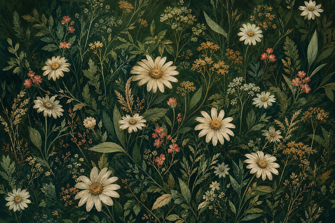 Green Daisy Wallpaper Mural product view