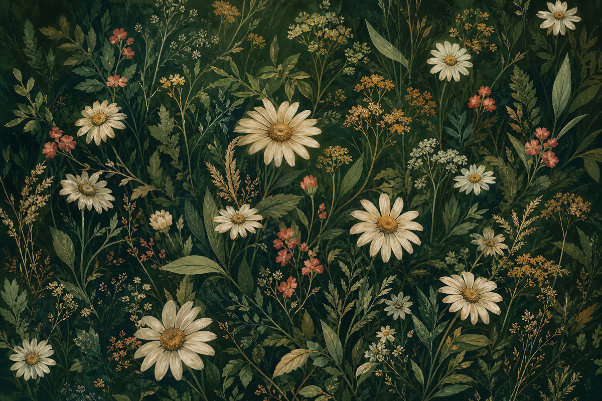 Green Daisy Wallpaper Mural product view